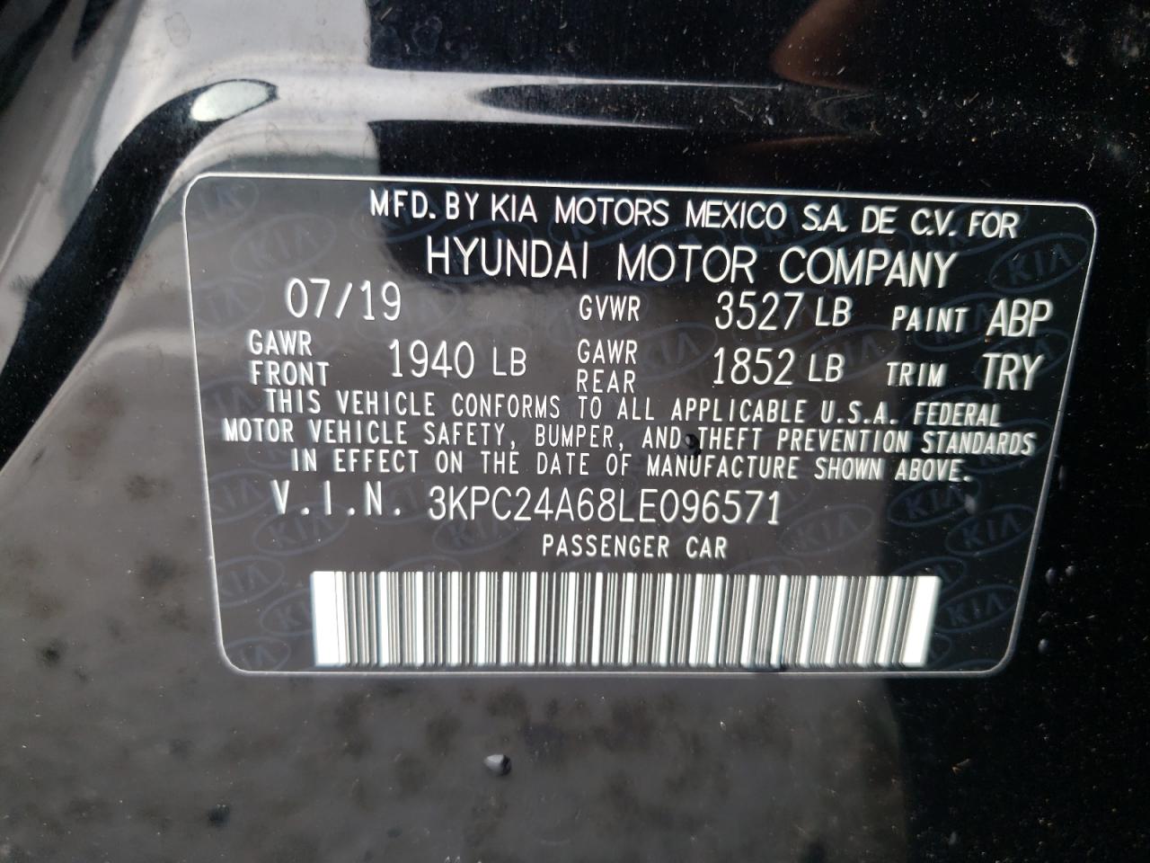 2020 Hyundai Accent Se VIN: 3KPC24A68LE096571 Lot: 85719114