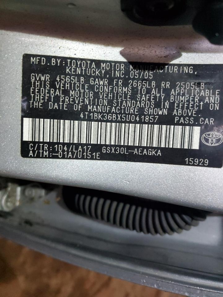 2005 Toyota Avalon Xl VIN: 4T1BK36BX5U041857 Lot: 86613544