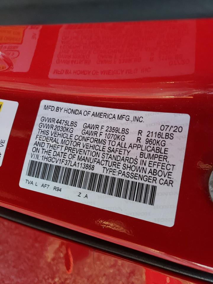 1HGCV1F37LA113868 HONDA ACCORD 2020