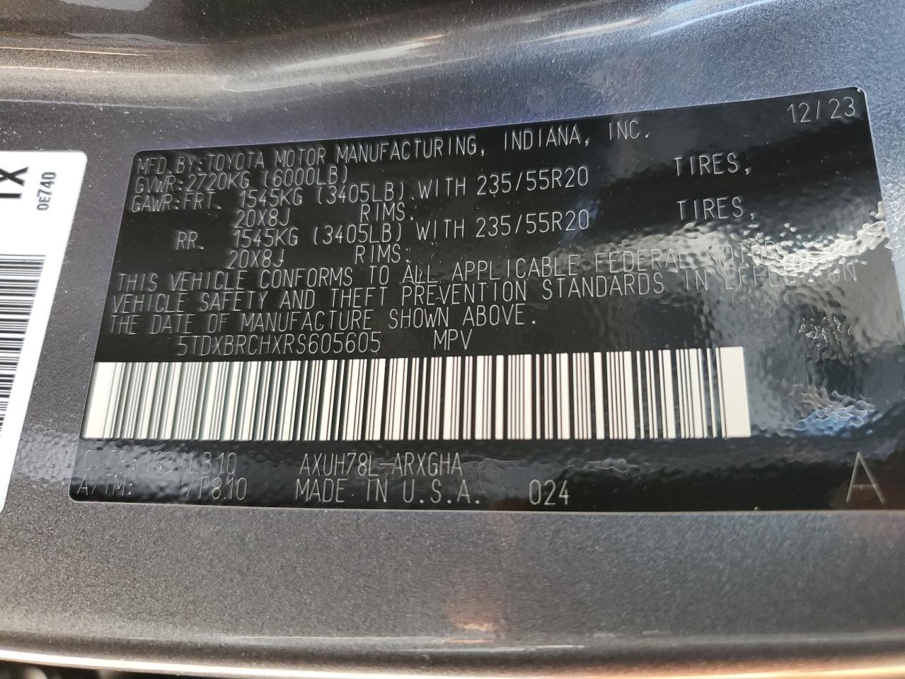 5TDXBRCHXRS605605 2024 TOYOTA HIGHLANDER - Image 14