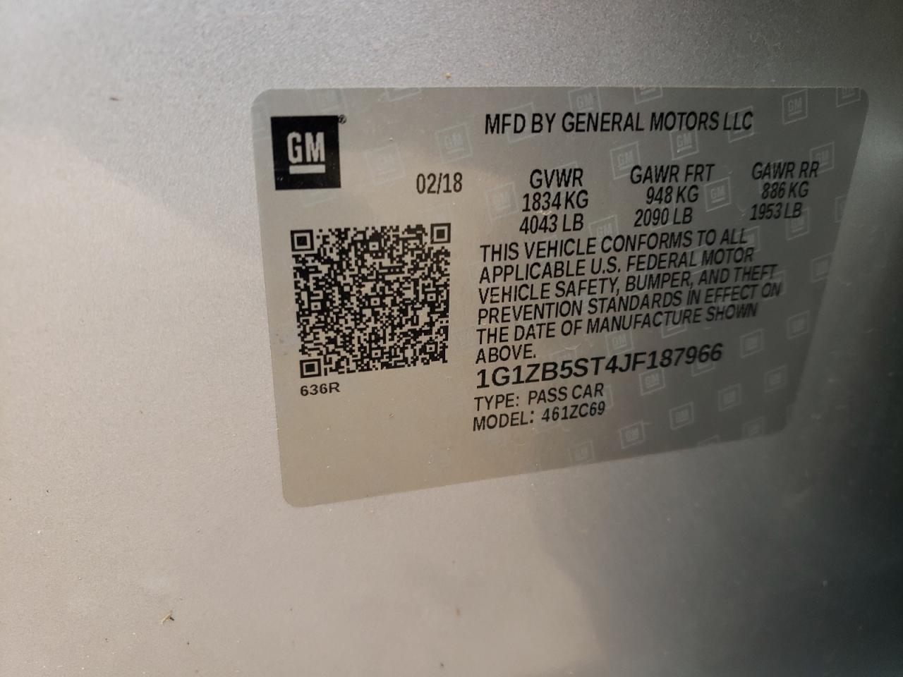 1G1ZB5ST4JF187966 CHEVROLET MALIBU 2018
