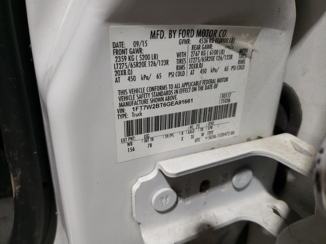 1FT7W2BT6GEA91661 FORD F250 2016