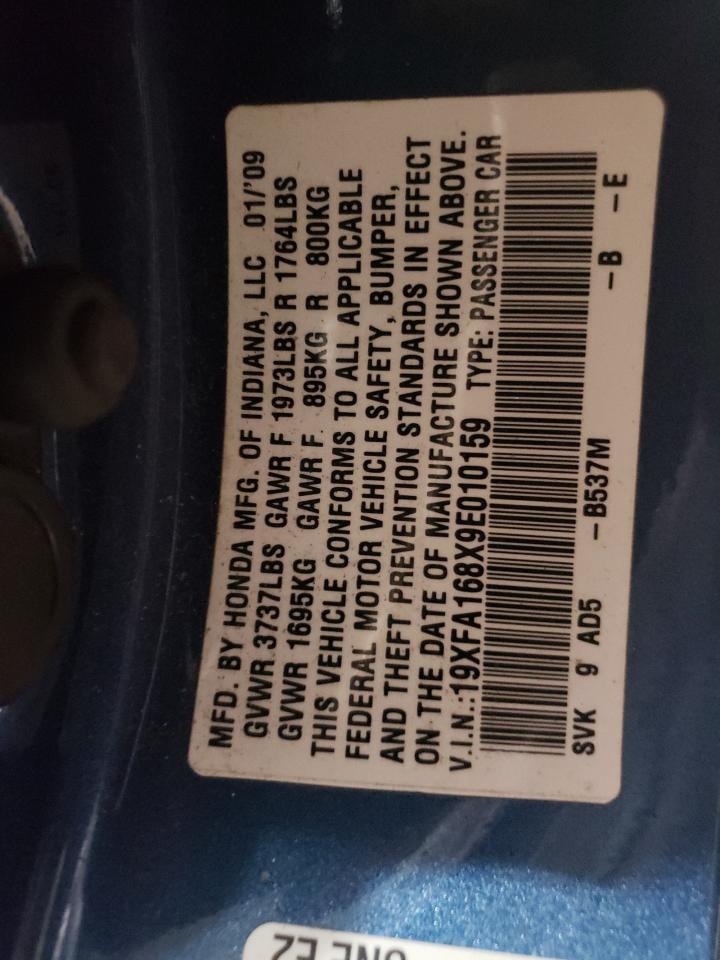 2009 Honda Civic Ex VIN: 19XFA168X9E010159 Lot: 84472244