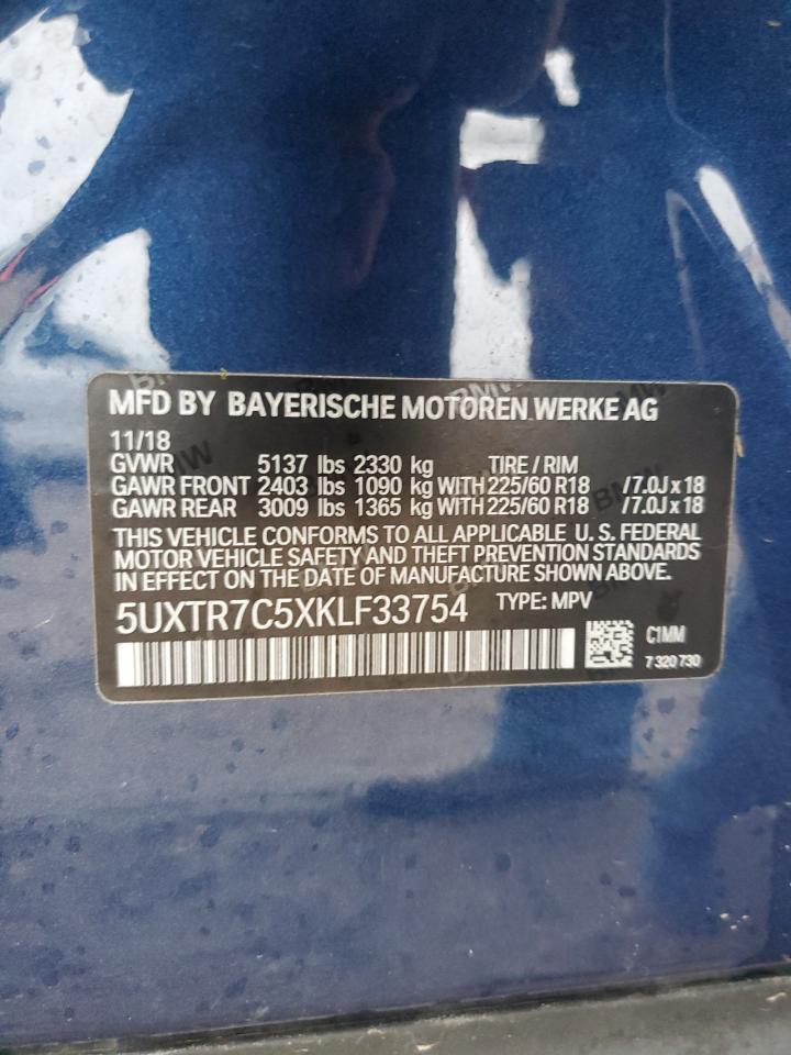 VIN 5UXTR7C5XKLF33754 2019 BMW X3 no.13