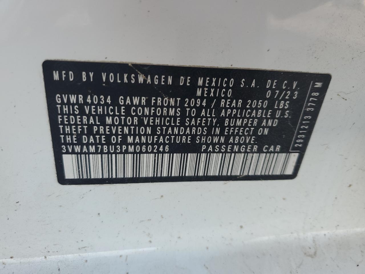 2023 Volkswagen Jetta Sport VIN: 3VWAM7BU3PM060246 Lot: 85551194