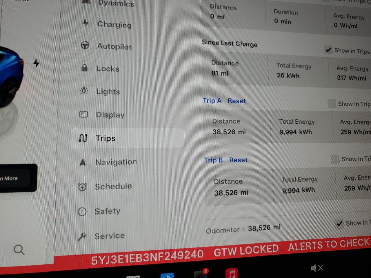 VIN 5YJ3E1EB3NF249240 2022 TESLA MODEL 3 no.9