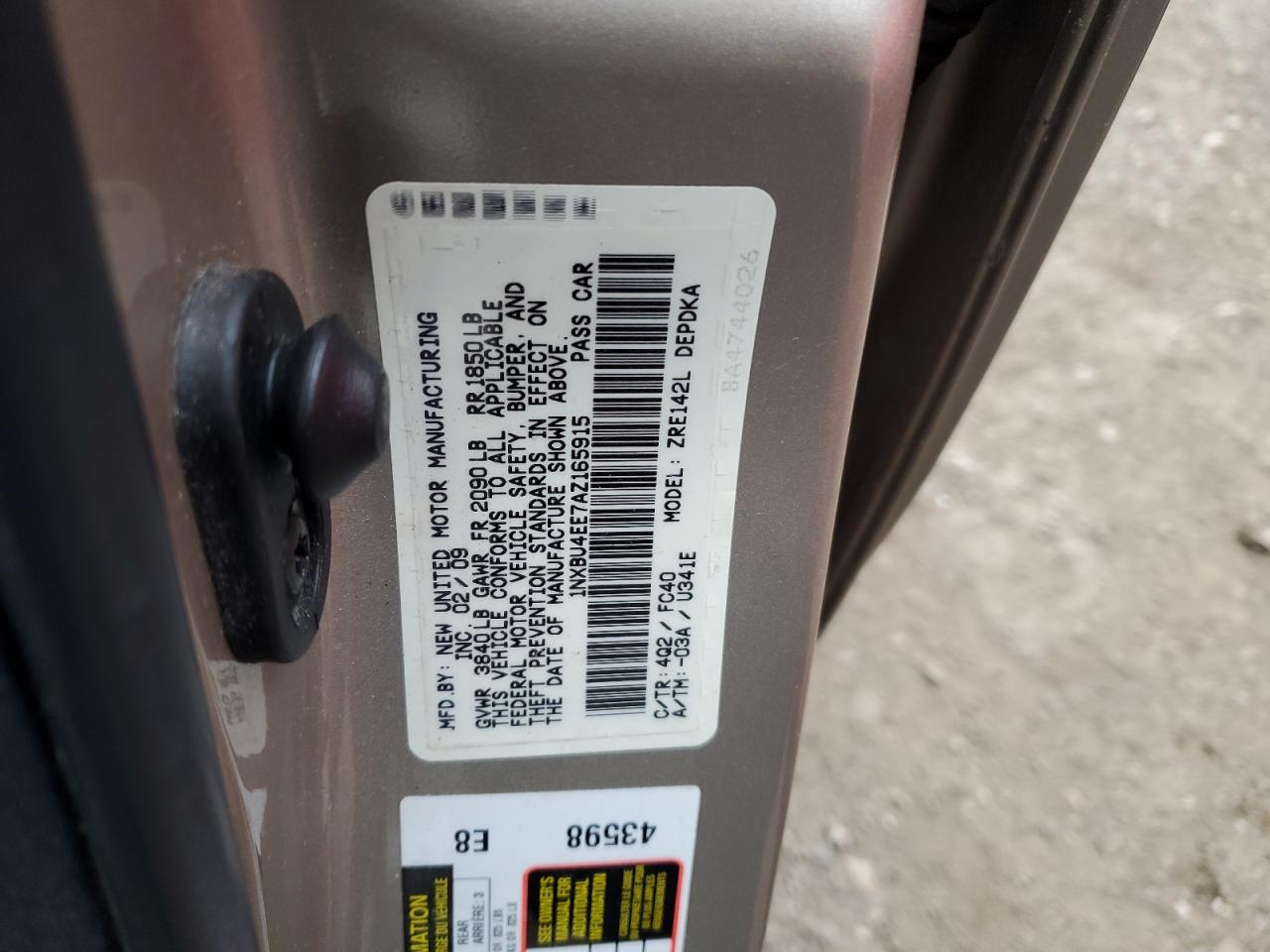 2010 Toyota Corolla Base VIN: 1NXBU4EE7AZ165915 Lot: 82598214