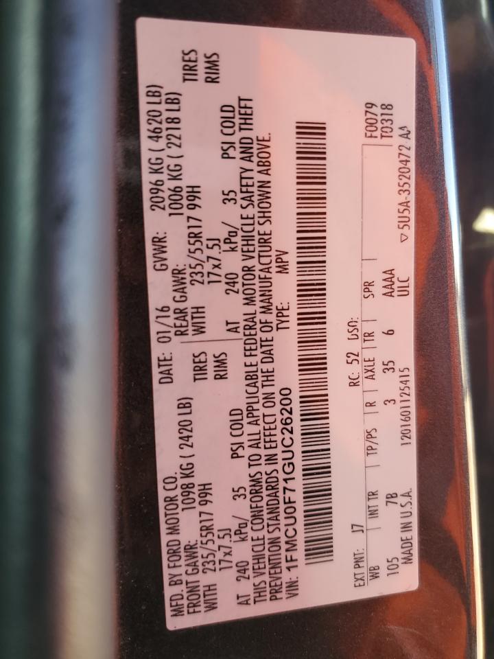 1FMCU0F71GUC26200 FORD ESCAPE 2016