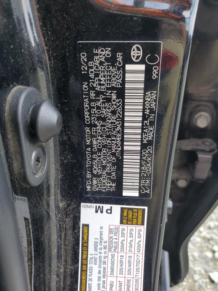 JTND4MBE3M3122633 TOYOTA COROLLA 2021