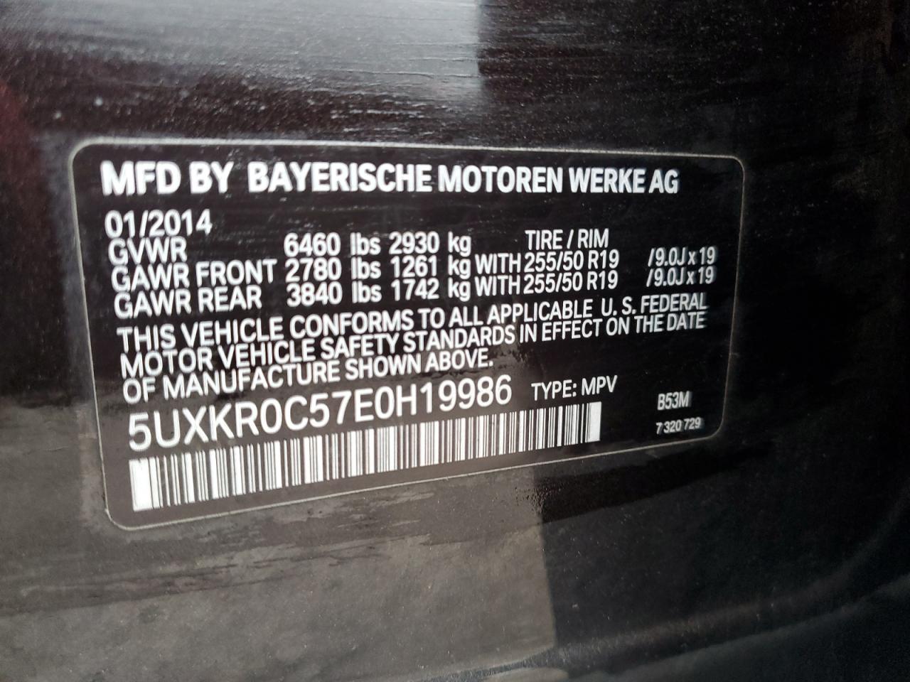 2014 BMW X5 xDrive35I VIN: 5UXKR0C57E0H19986 Lot: 85287684