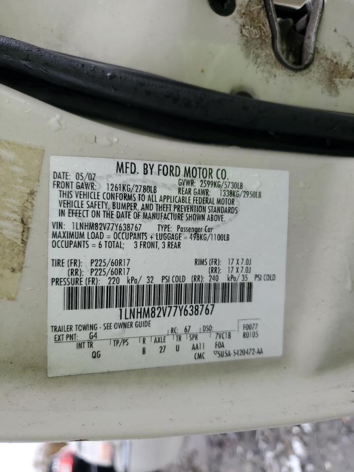 2007 Lincoln Town Car Signature Limited VIN: 1LNHM82V77Y638767 Lot: 93918985