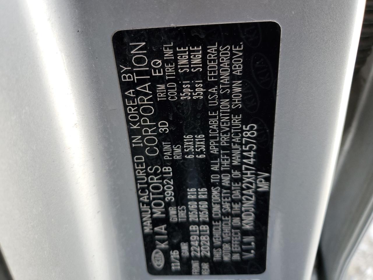 2017 Kia Soul VIN: KNDJN2A2XH7445785 Lot: 82260004