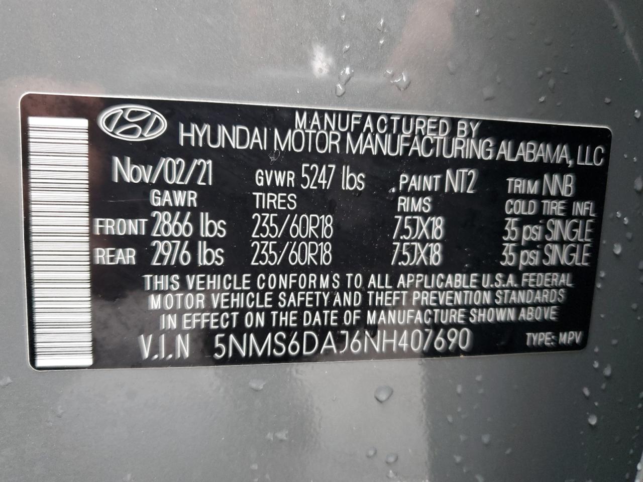 VIN 5NMS6DAJ6NH407690 2022 HYUNDAI SANTA FE no.13