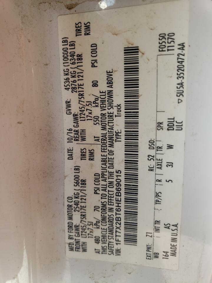 2017 Ford F250 Super Duty VIN: 1FT7X2BT6HEB69015 Lot: 84022184