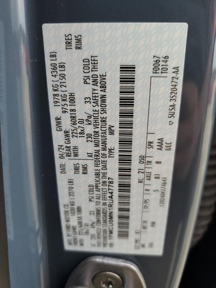 1FMCU0MN1RUA47787 FORD ESCAPE ST 2024
