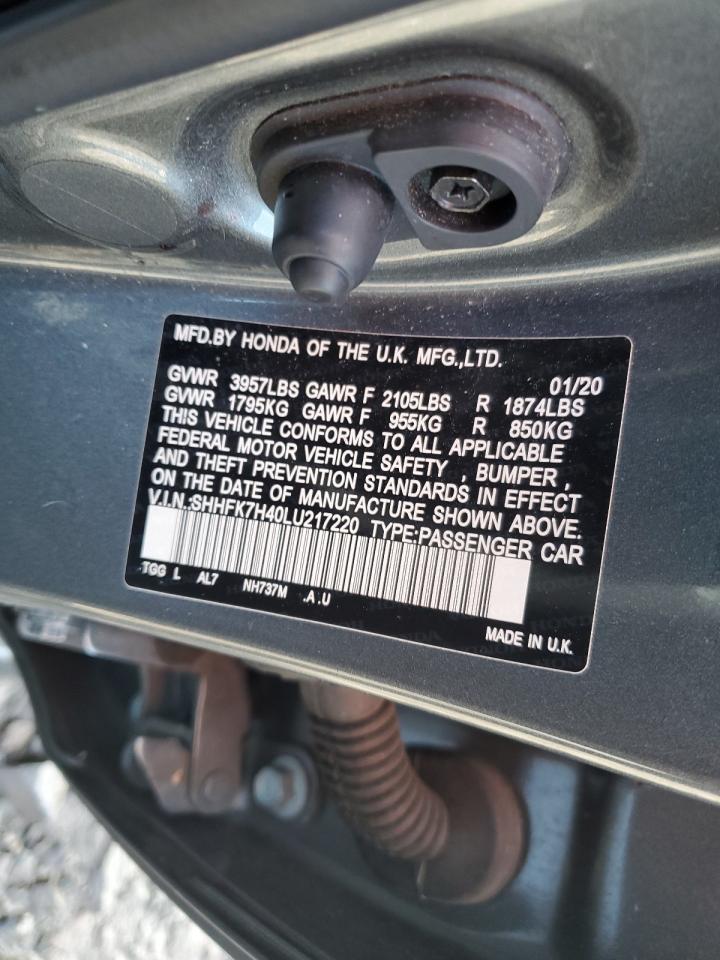 2020 Honda Civic Sport VIN: SHHFK7H40LU217220 Lot: 83950174