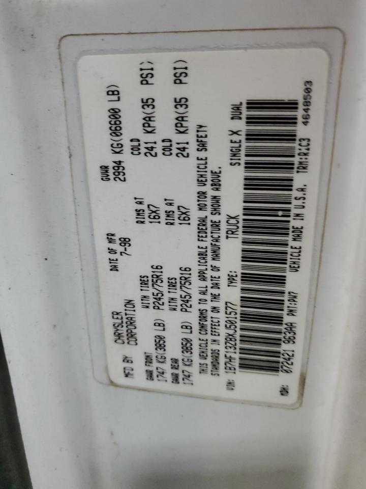 1999 Dodge Ram 1500 VIN: 1B7HF13Z8XJ501577 Lot: 83444274