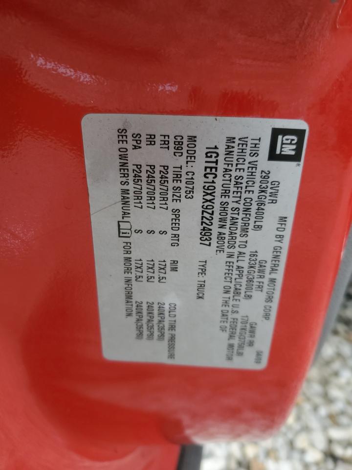 2009 GMC Sierra C1500 VIN: 1GTEC19XX9Z224937 Lot: 85514624