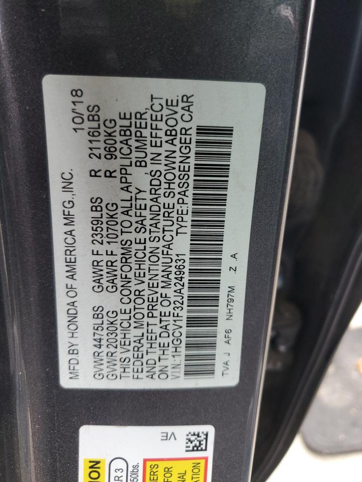 VIN 1HGCV1F32JA249631 2018 HONDA ACCORD no.12