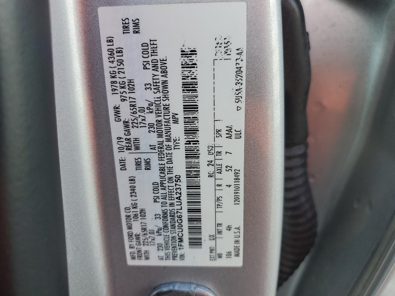1FMCU0G67LUA23750 2020 FORD ESCAPE - Image 13