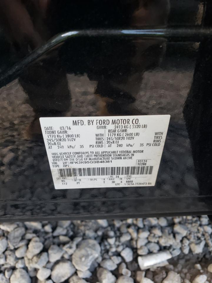 2016 Ford Edge Titanium VIN: 2FMPK3K95GBB48381 Lot: 85474924