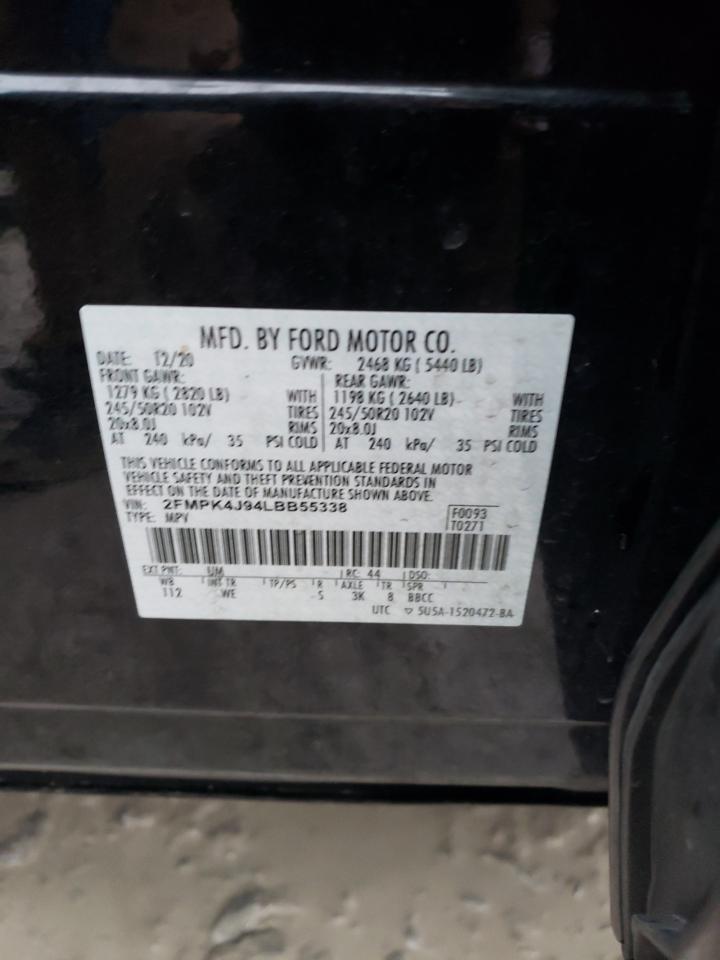 VIN 2FMPK4J94LBB55338 2020 FORD EDGE no.13