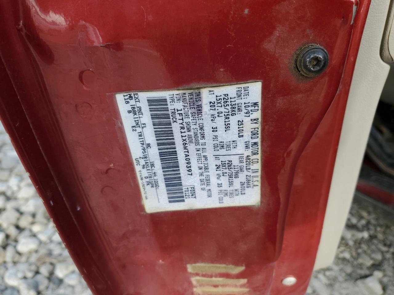 1998 Ford Ranger VIN: 1FTYR11X6WTA09397 Lot: 86577294