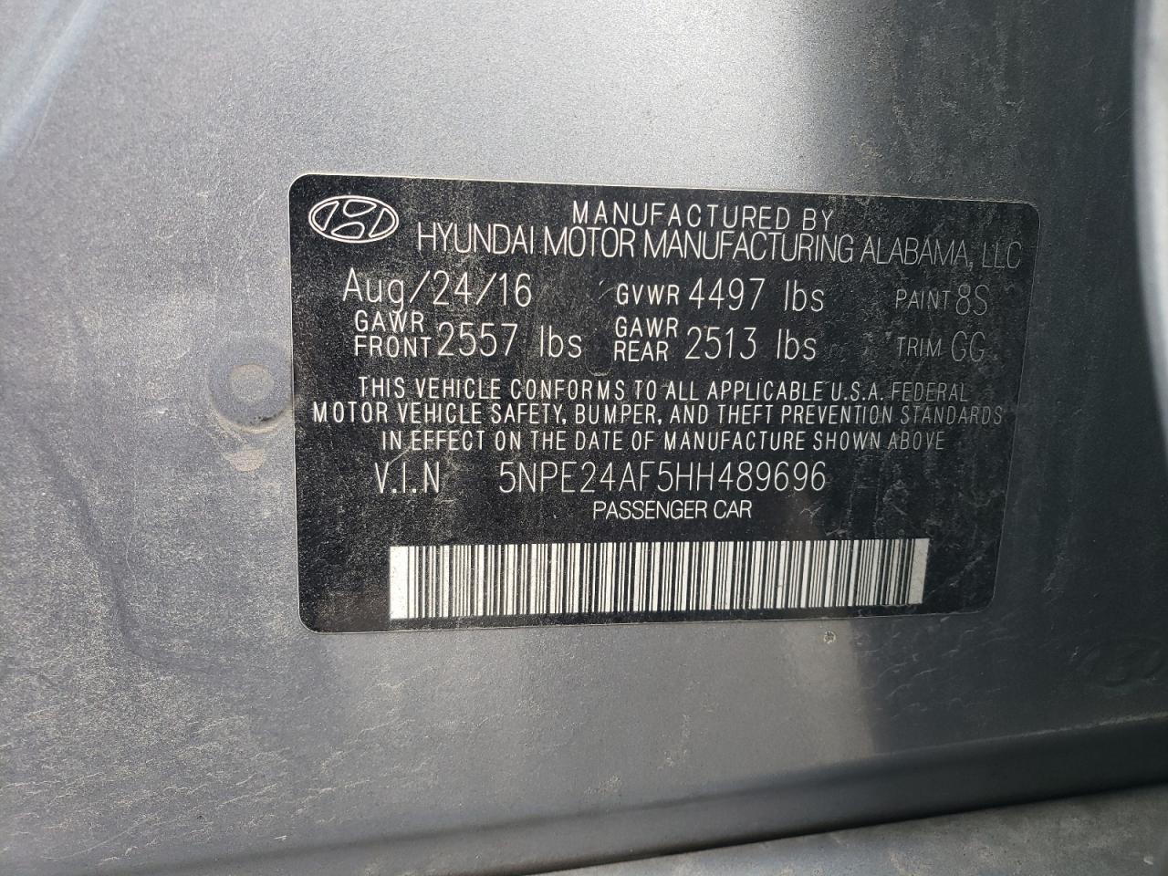 5NPE24AF5HH489696 2017 HYUNDAI SONATA - Image 12