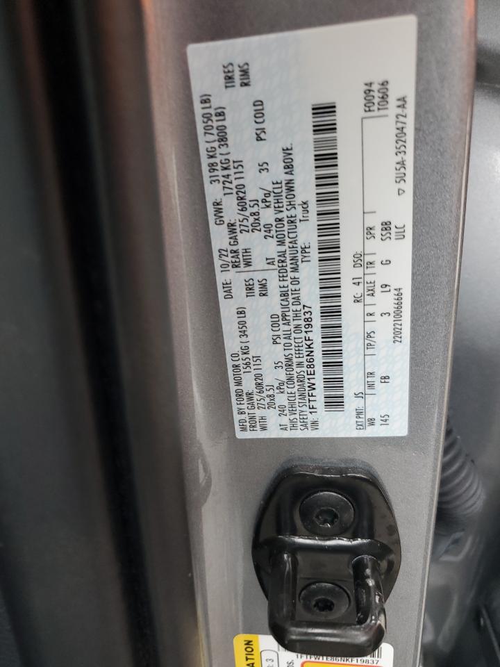 1FTFW1E86NKF19837 FORD F-150 2022