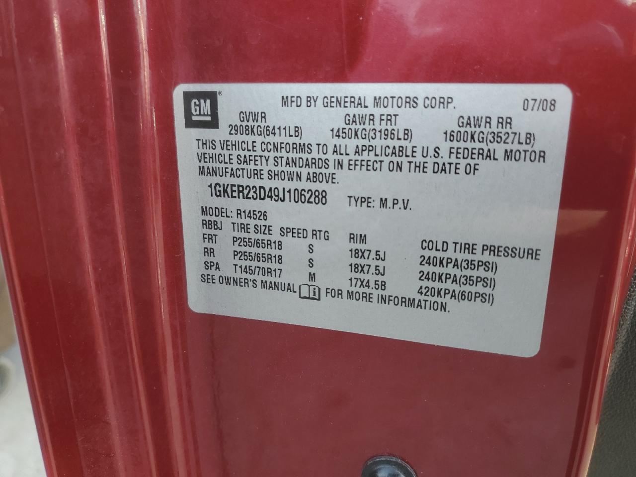 2009 GMC Acadia Slt-1 VIN: 1GKER23D49J106288 Lot: 86490294