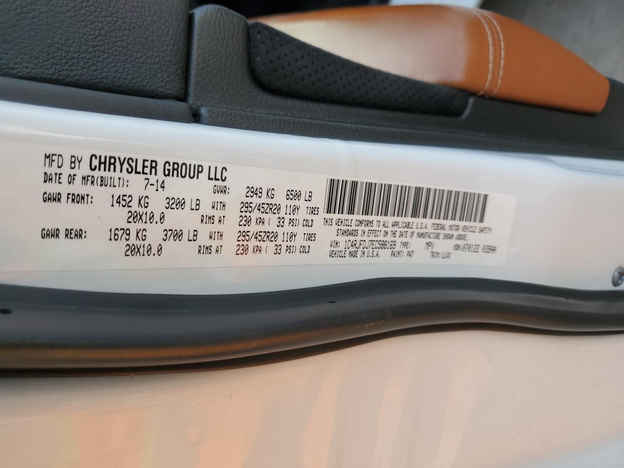 2014 Jeep Grand Cherokee Srt-8 VIN: 1C4RJFDJ7EC588169 Lot: 82650424