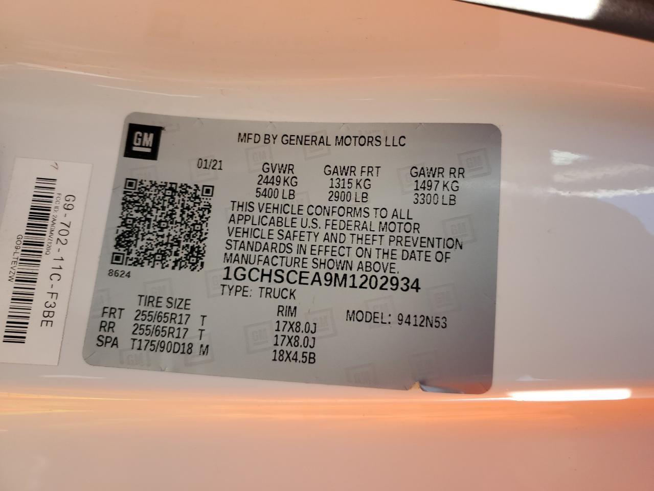 2021 Chevrolet Colorado Lt VIN: 1GCHSCEA9M1202934 Lot: 84095334