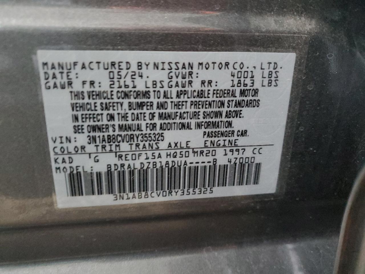 VIN 3N1AB8CV0RY355325 2024 NISSAN SENTRA no.12