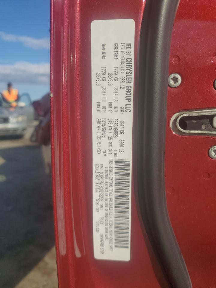 2012 Dodge Ram 1500 Laramie VIN: 1C6RD7NT3CS272226 Lot: 83601534