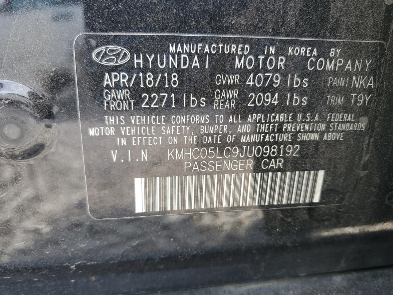 2018 Hyundai Ioniq Limited VIN: KMHC05LC9JU098192 Lot: 83101614