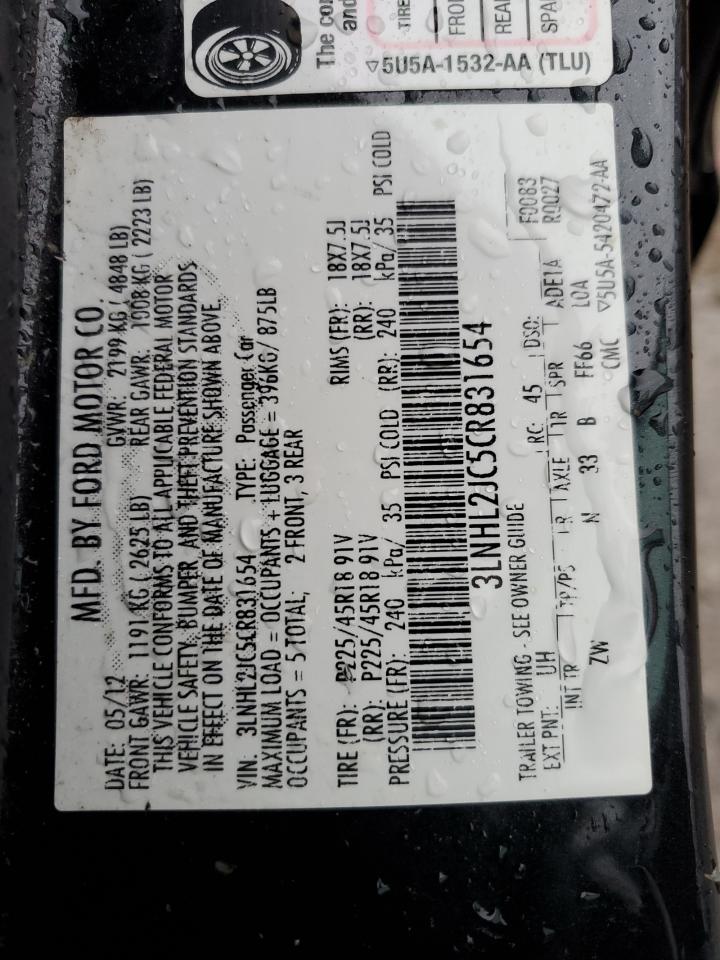 2012 Lincoln Mkz VIN: 3LNHL2JC5CR831654 Lot: 86710414