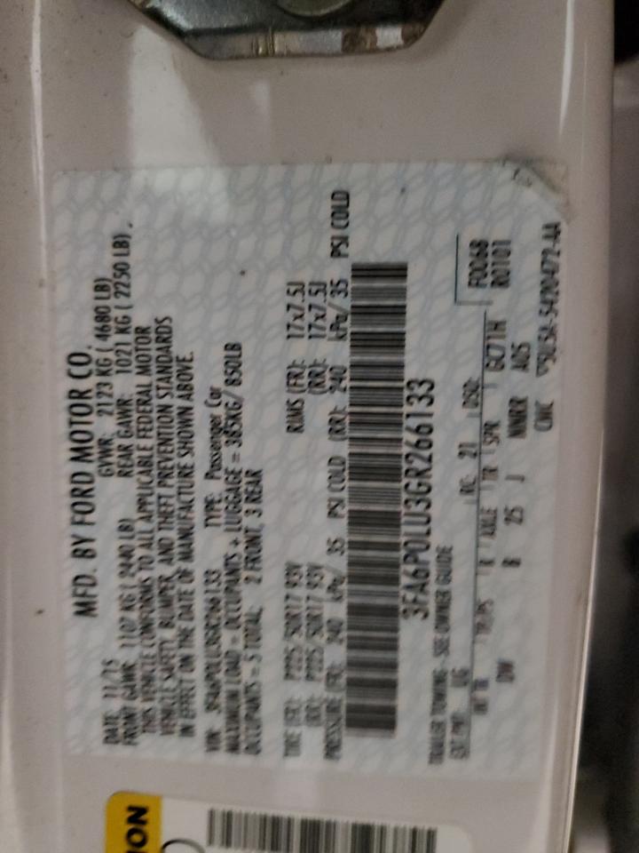 2016 Ford Fusion Se Hybrid VIN: 3FA6P0LU3GR266133 Lot: 83534594