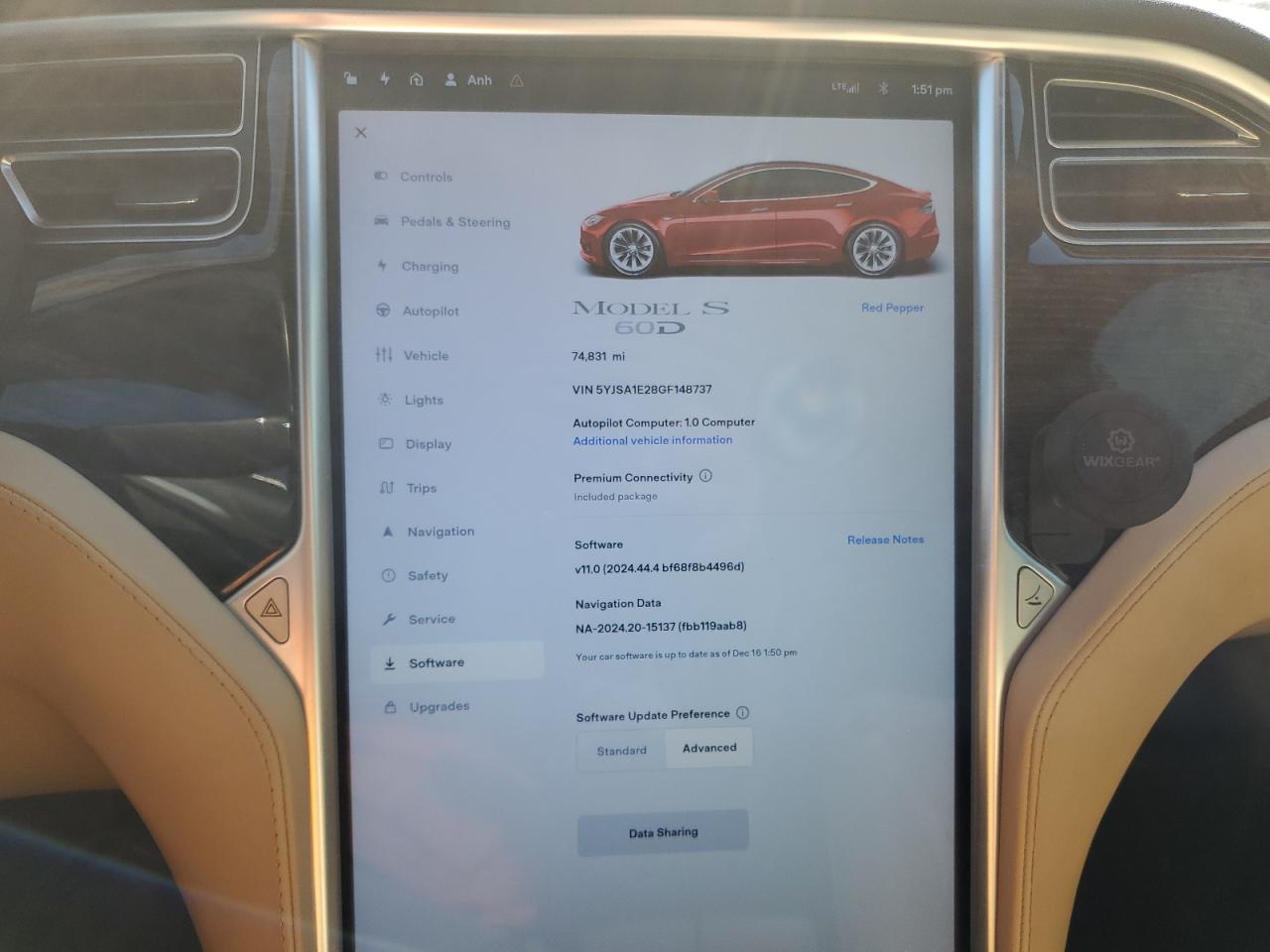 VIN 5YJSA1E28GF148737 2016 TESLA MODEL S no.9