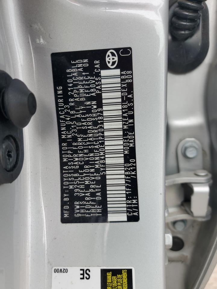 5YFB4MDE1PP031879 TOYOTA COROLLA 2023