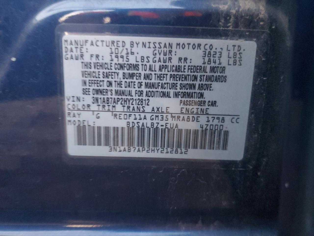 VIN 3N1AB7AP2HY212812 2017 NISSAN SENTRA no.12