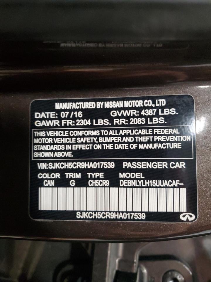 2017 Infiniti Qx30 Base VIN: SJKCH5CR9HA017539 Lot: 84092934