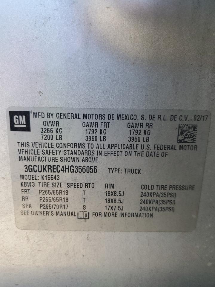 VIN 3GCUKREC4HG356056 2017 CHEVROLET ALL Models no.12