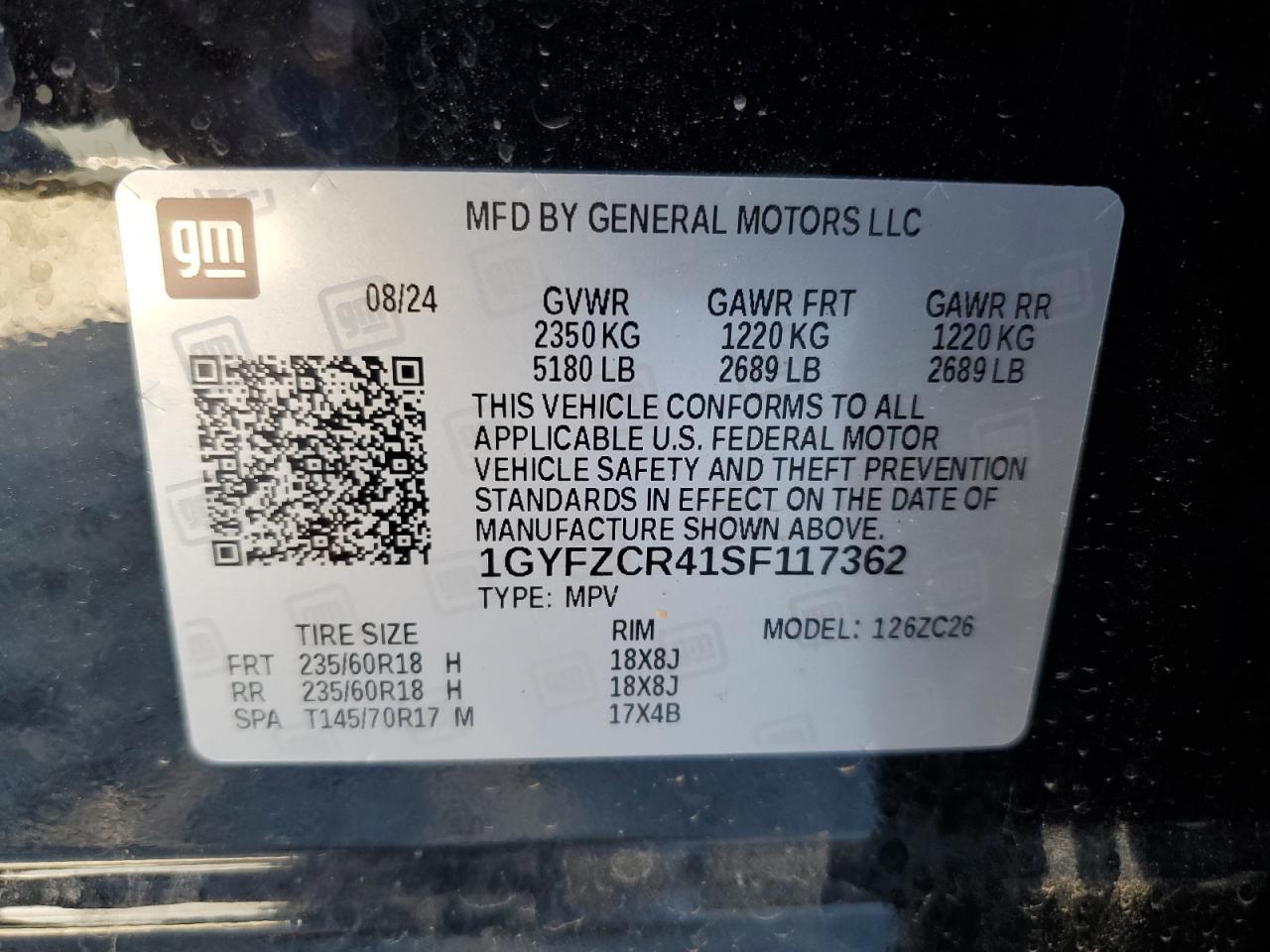 VIN 1GYFZCR41SF117362 2025 CADILLAC XT4 no.13