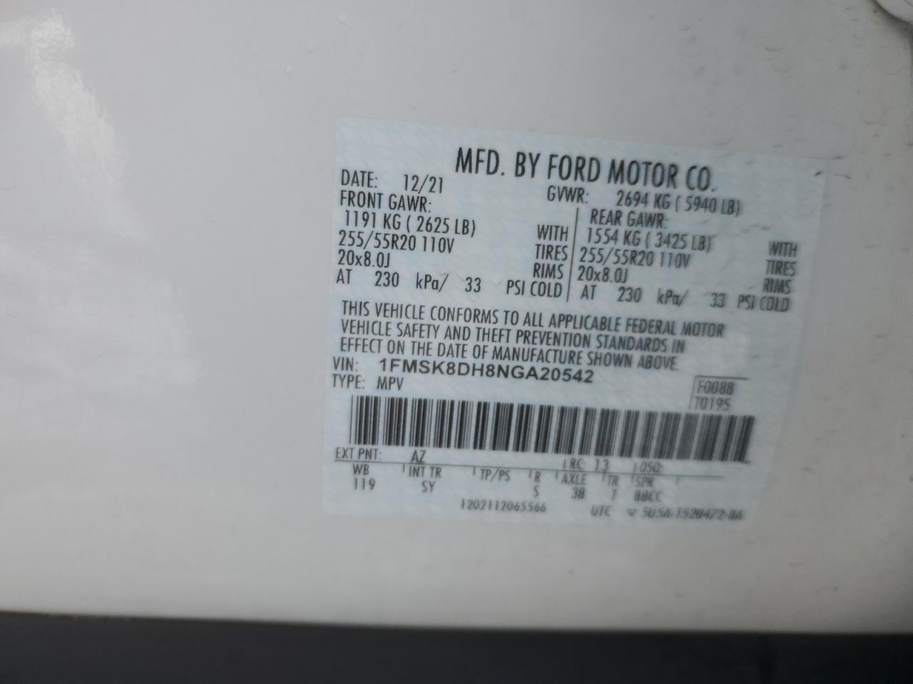 1FMSK8DH8NGA20542 2022 FORD EXPLORER - Image 15