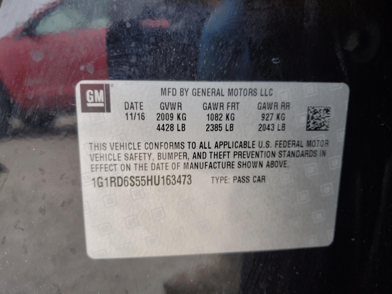1G1RD6S55HU163473 CHEVROLET VOLT 2017