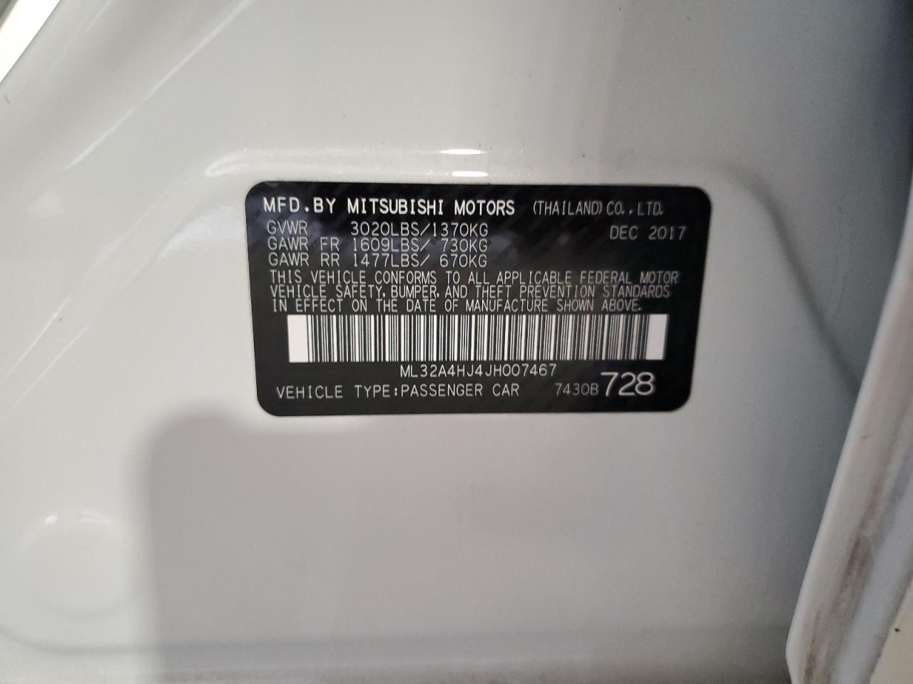 2018 Mitsubishi Mirage Se VIN: ML32A4HJ4JH007467 Lot: 83075574