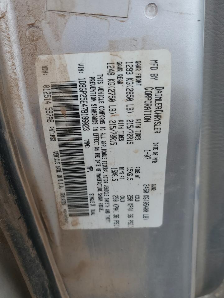 2007 Dodge Caravan Se VIN: 1D8GP25E47B186023 Lot: 87020934