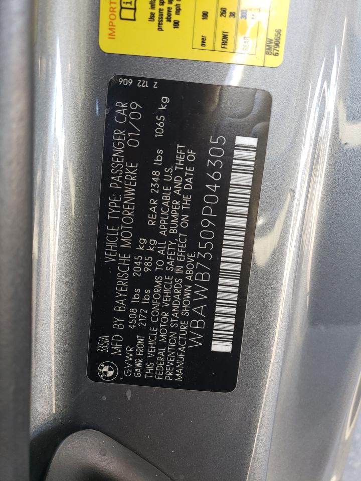 2009 BMW 335 I VIN: WBAWB73509P046305 Lot: 83253994