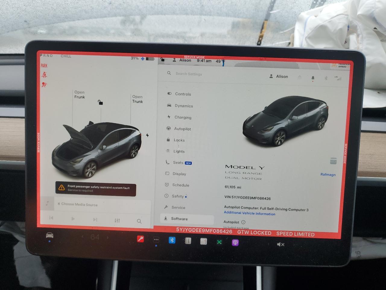 VIN 5YJYGDEE9MF086426 2021 TESLA MODEL Y no.9