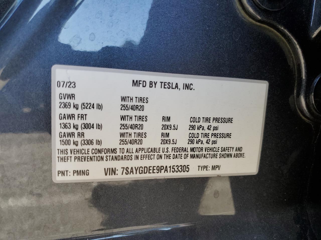 VIN 7SAYGDEE9PA153305 2023 TESLA MODEL Y no.13